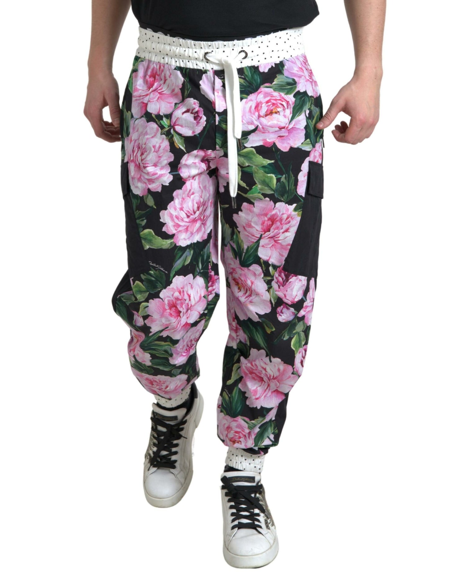 Dolce & Gabbana Multicolor Pfingstrose Jogger Baumwolle Männer Hosen