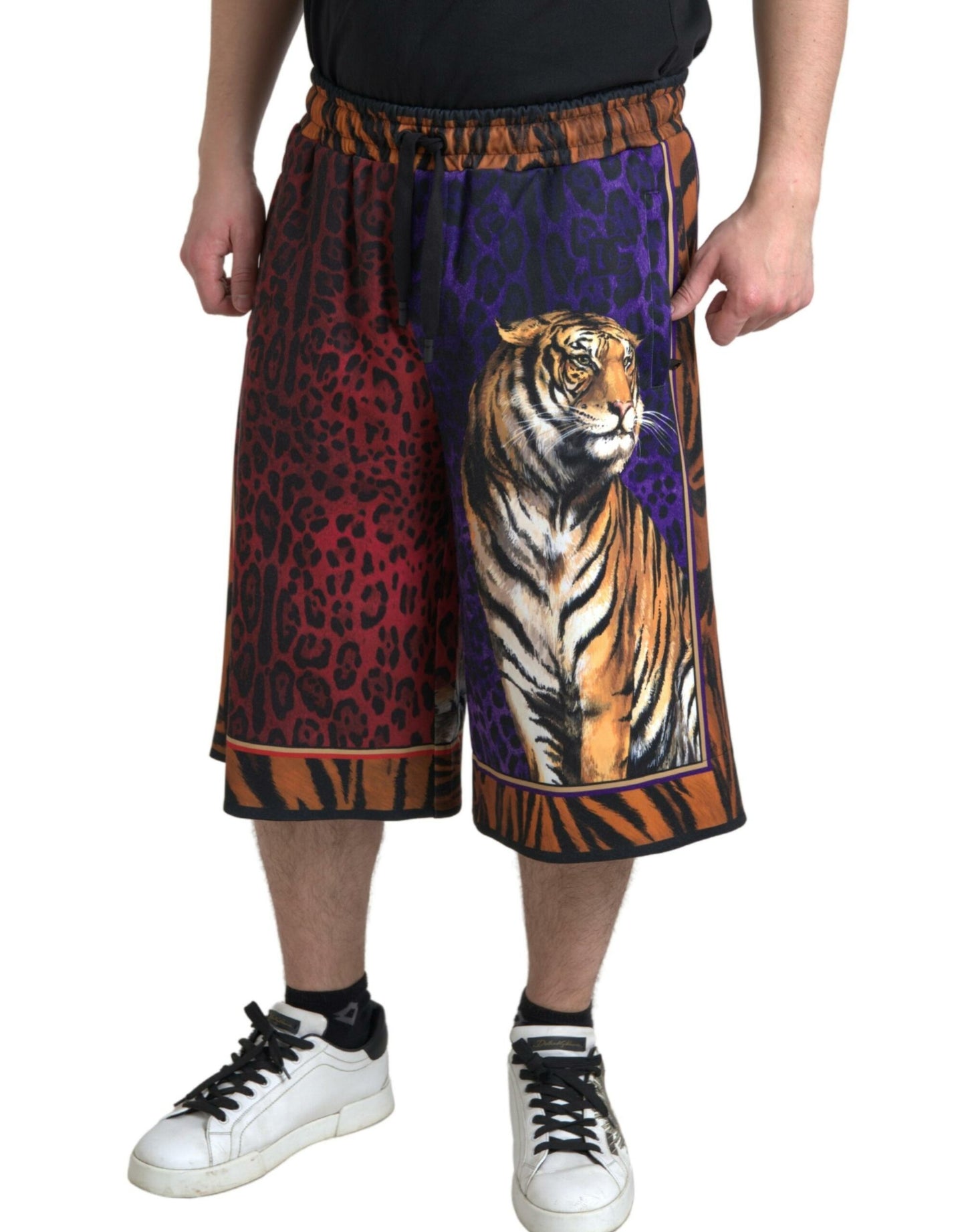 Dolce & Gabbana Multicolor Tiger Print Herren Bermudashorts
