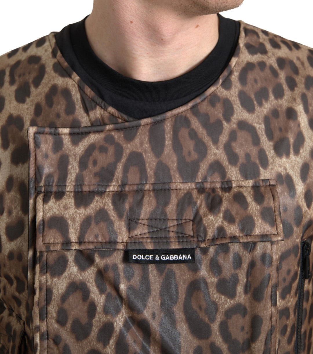 Dolce & Gabbana Brauner Leopard Seide ärmellose Sportbekleidung