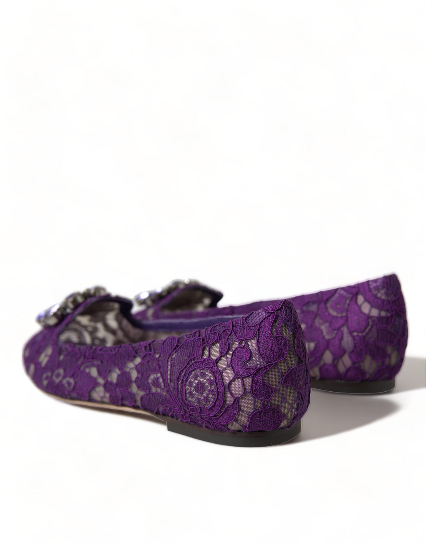 Dolce & Gabbana Lila Vally Taormina Spitze Kristalle Flats Schuhe
