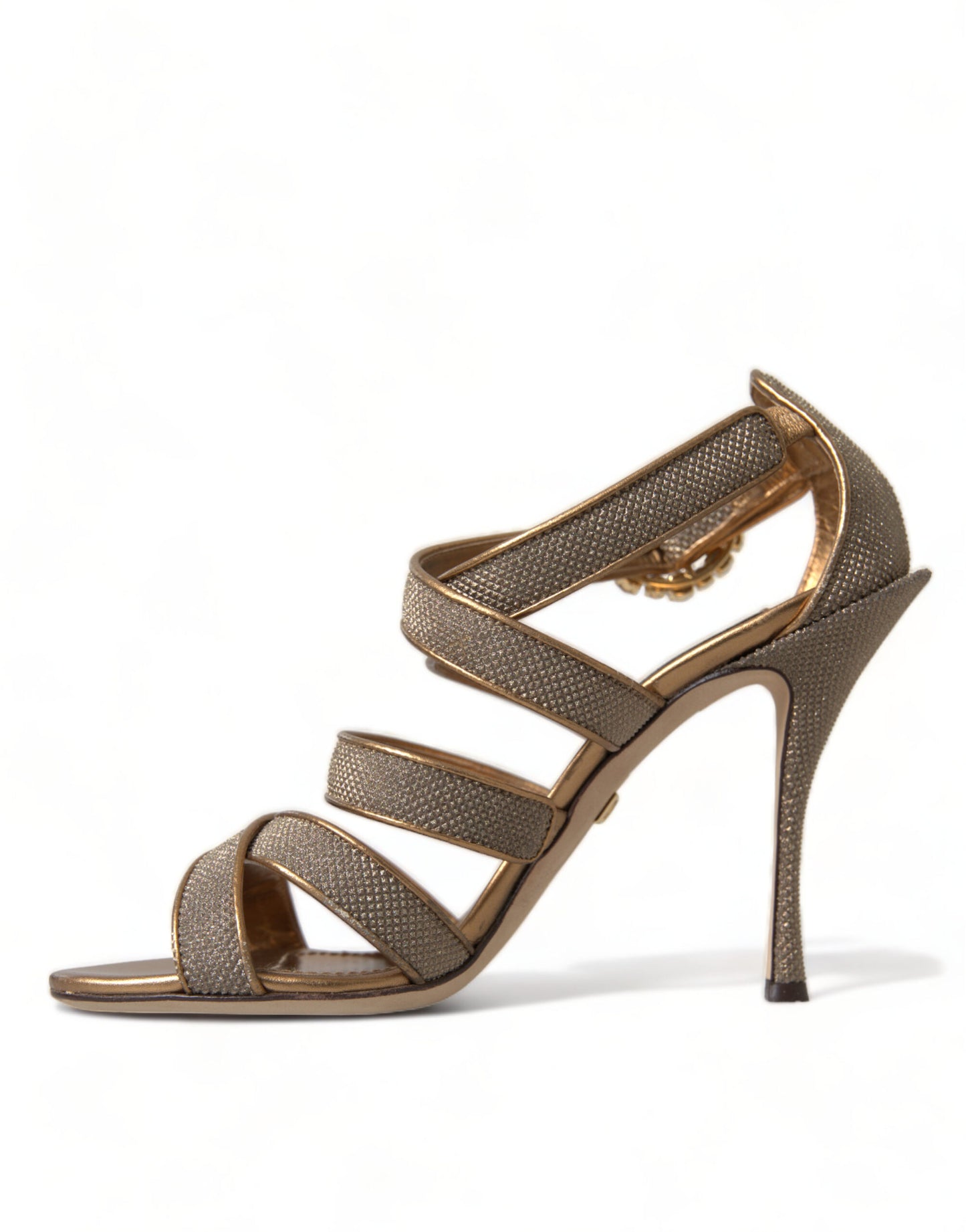 Dolce & Gabbana Bronze Crystal Strap Heels Sandalen Schuhe