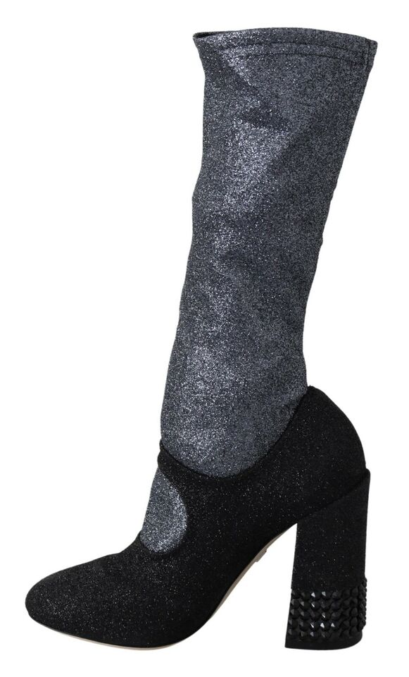 Dolce & Gabbana Schwarz Crystal Mary Janes Booties Schuhe
