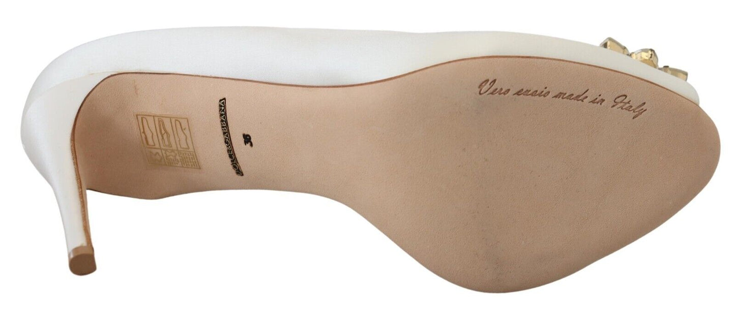 Dolce & Gabbana Satin Pumps mit weißem Kristall-Absatz