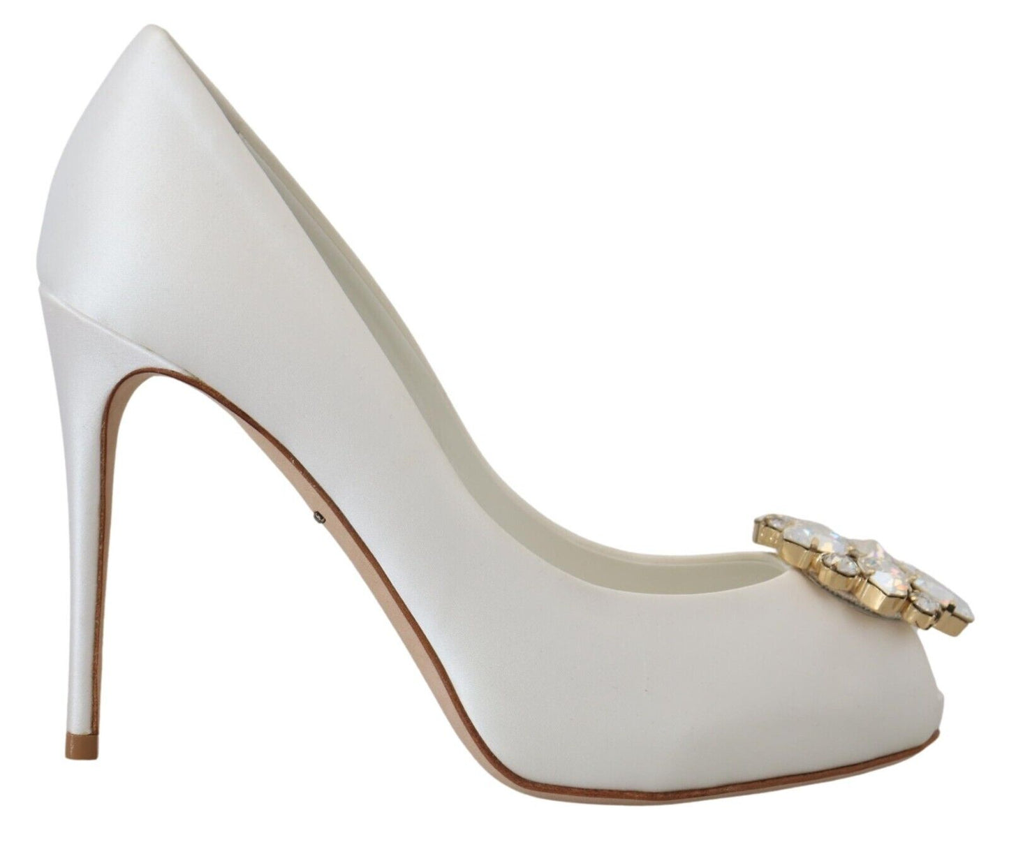 Dolce & Gabbana Satin Pumps mit weißem Kristall-Absatz