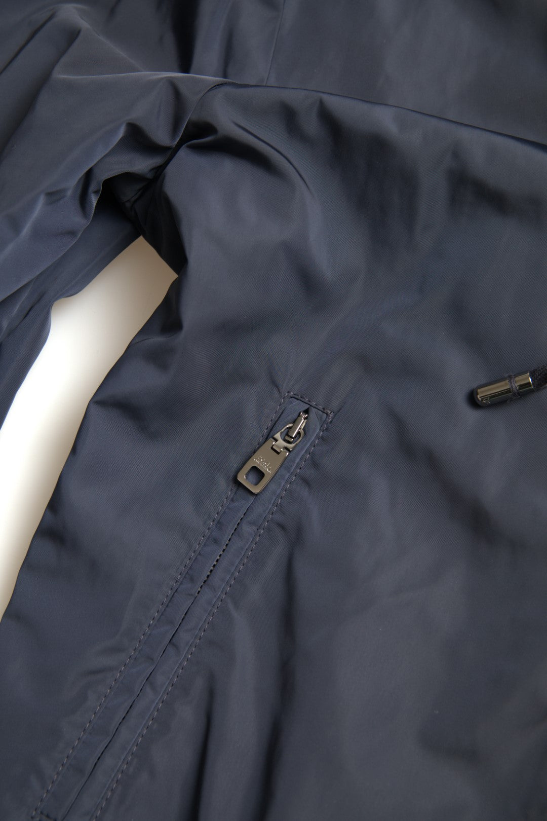 Dolce & Gabbana Blauer Logo-Pullover mit Kapuze und durchgehendem Reißverschluss aus Polyester