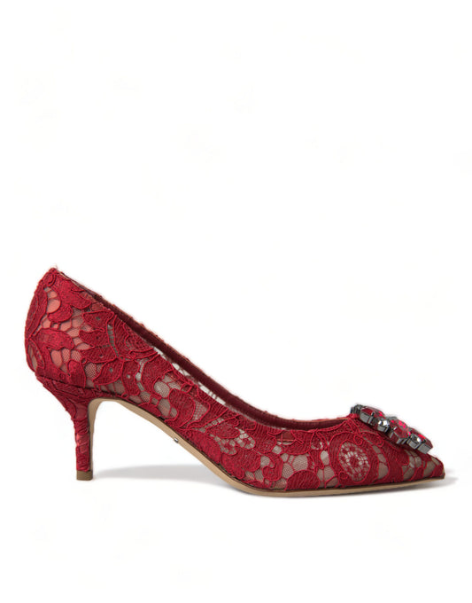 Dolce & Gabbana Rot Taormina Spitze Kristall Heels Pumps Schuhe