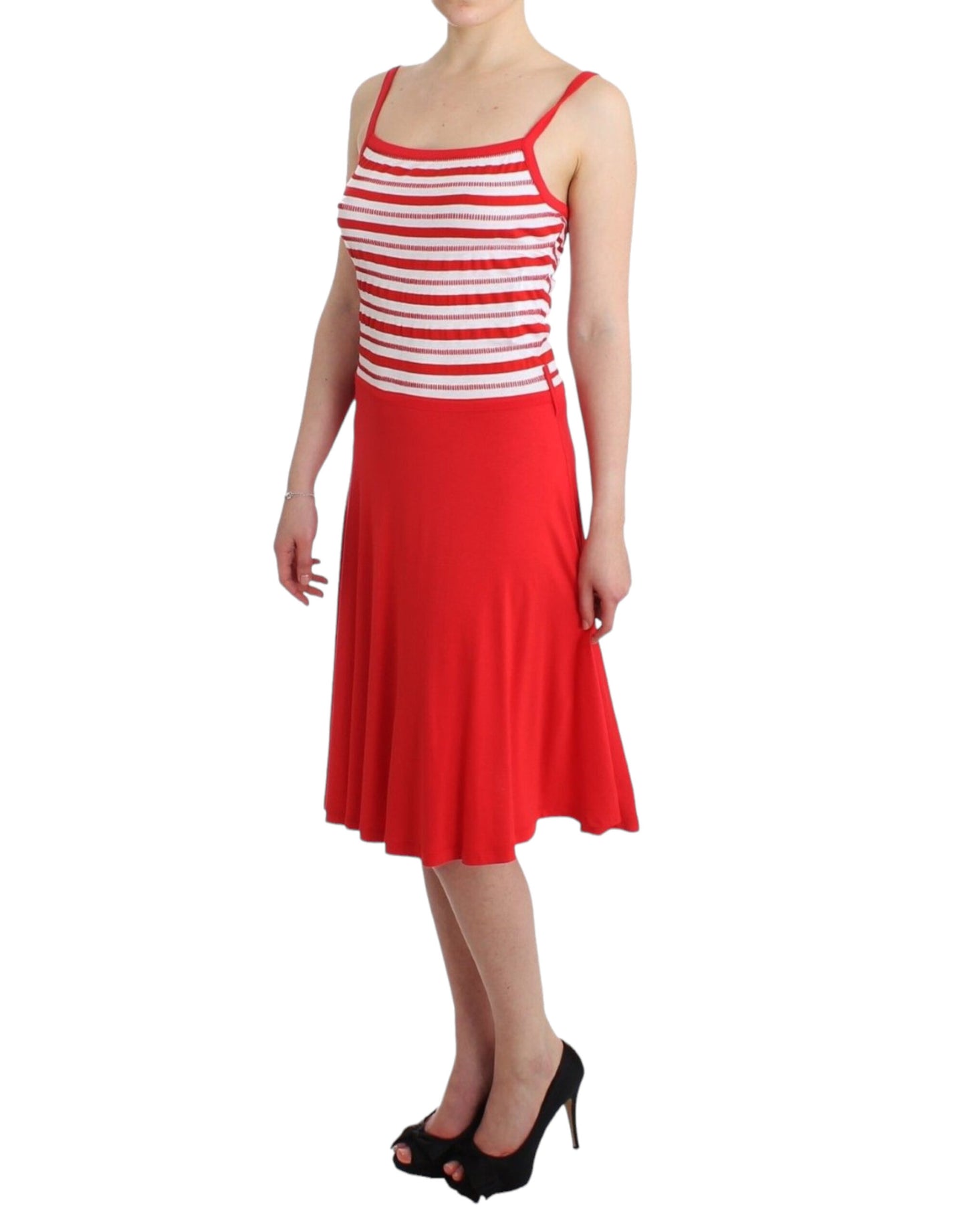Roccobarocco Rot gestreiftes A-Linien-Kleid aus Jersey