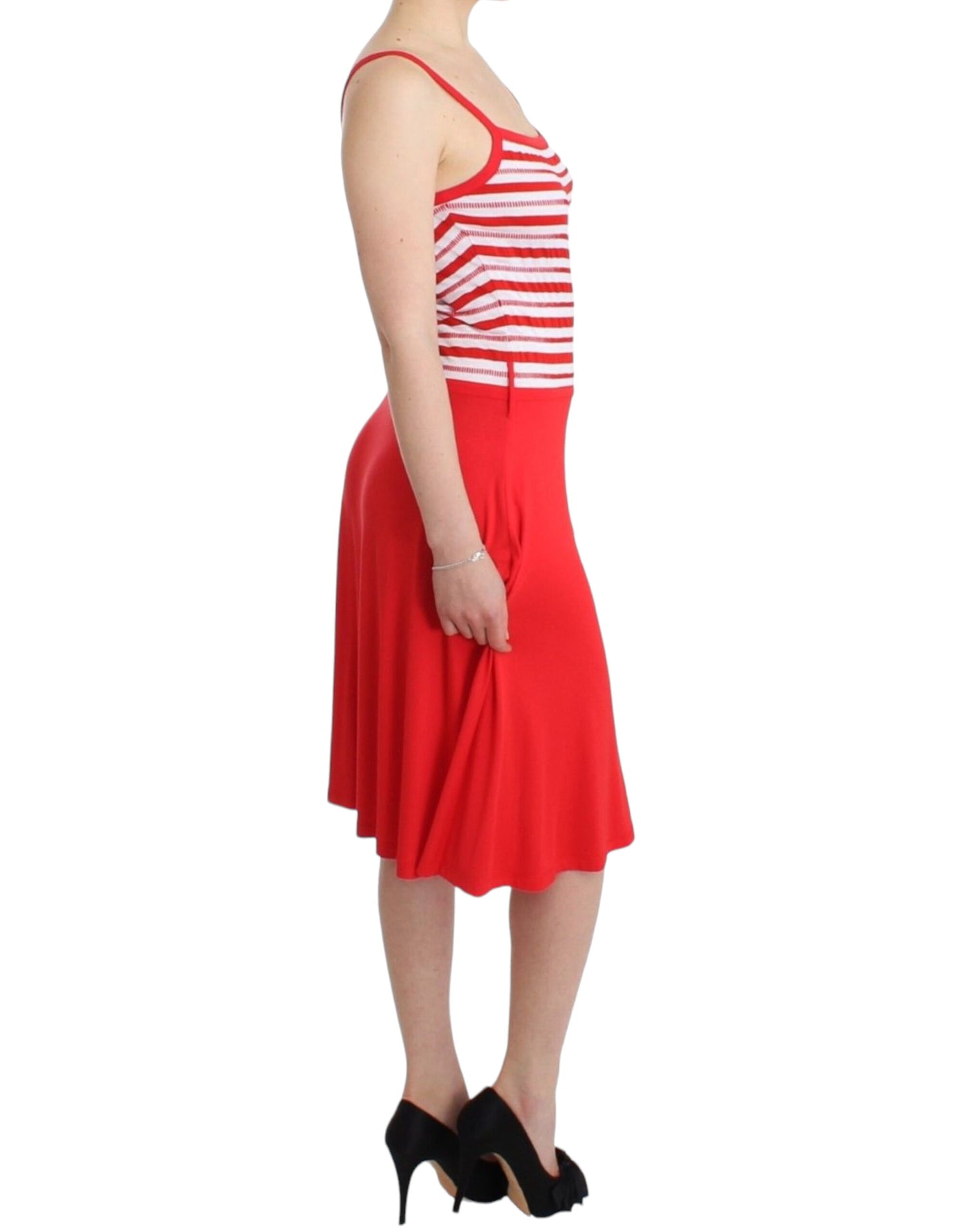 Roccobarocco Rot gestreiftes A-Linien-Kleid aus Jersey