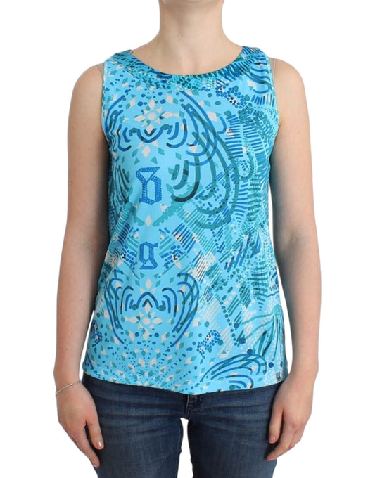 John Galliano Blau bedrucktes Tank-Top