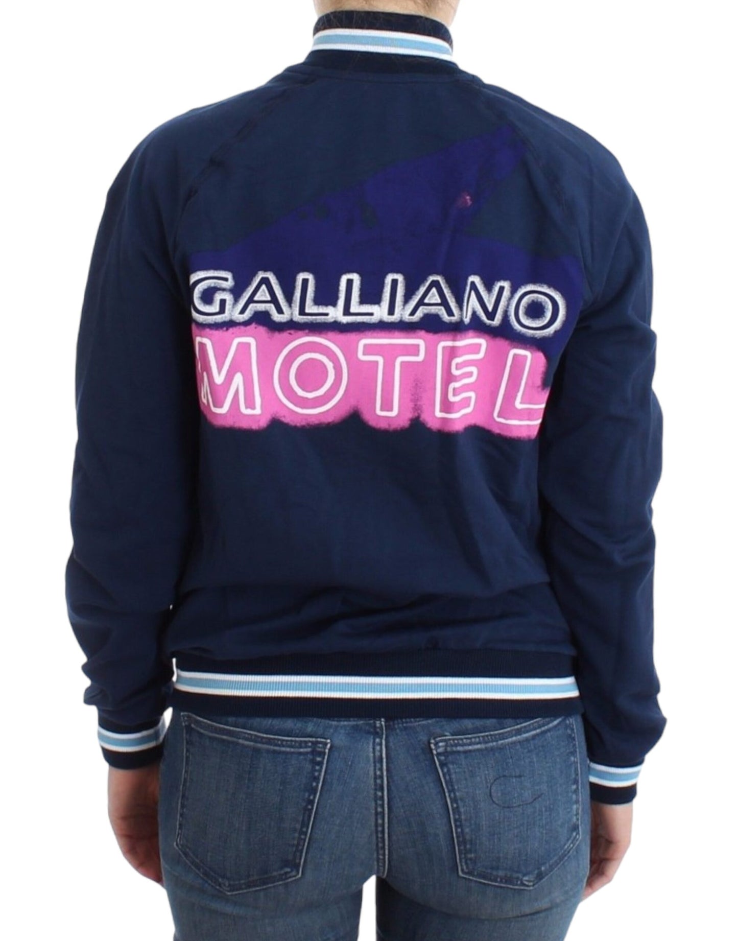 John Galliano Blaue Strickjacke aus Baumwolle mit Reißverschluss