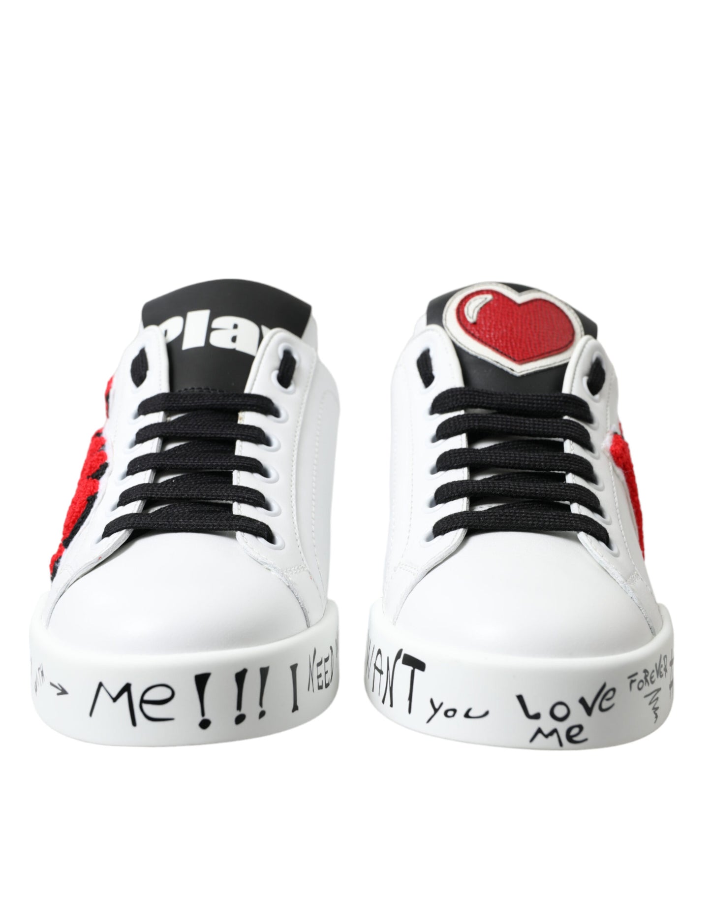 Dolce & Gabbana Weiß Love Patch Portofino Klassische Turnschuhe Schuhe