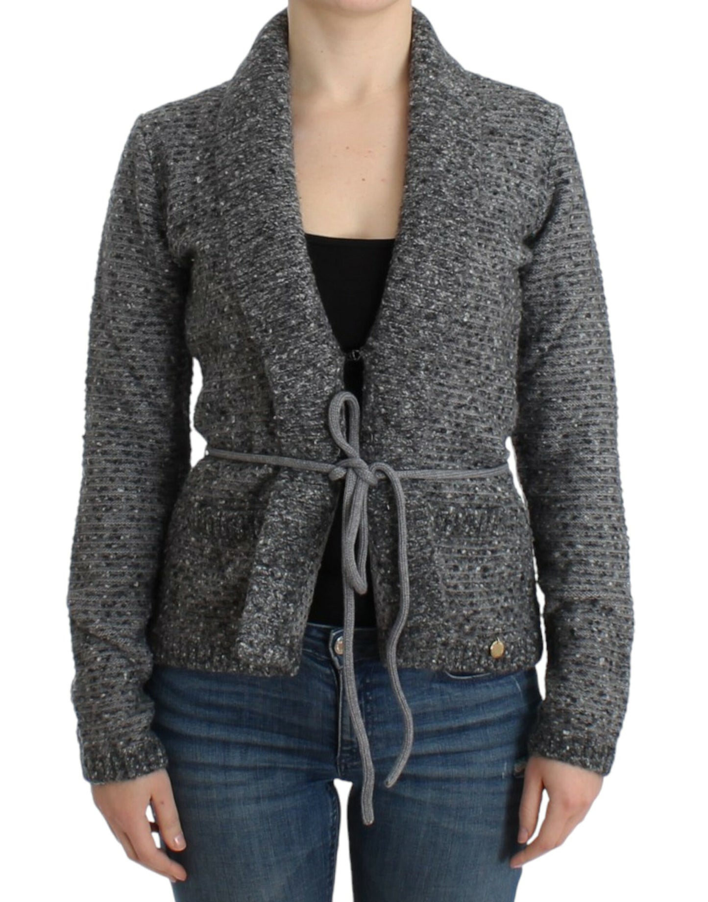Cavalli Graue Wollstrickjacke