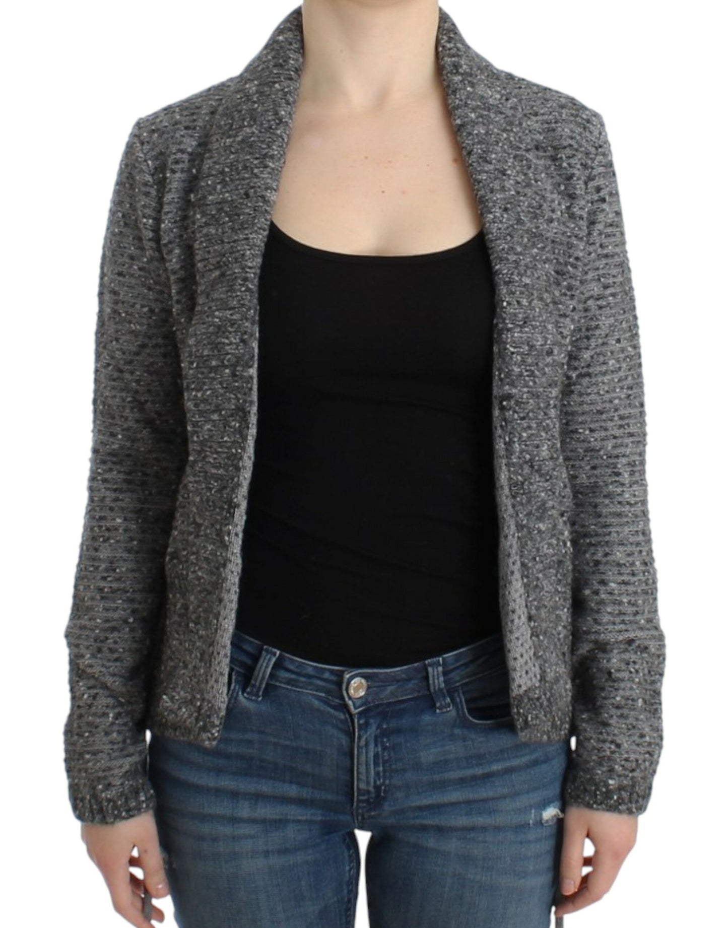 Cavalli Graue Wollstrickjacke