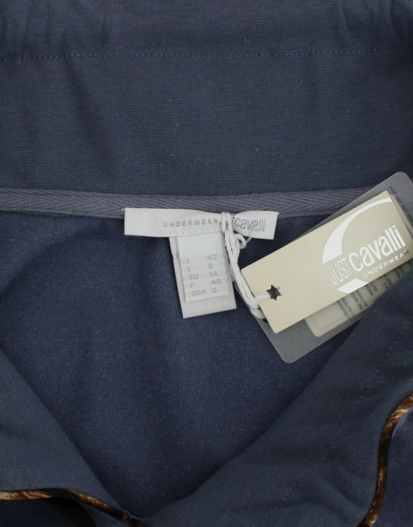 Cavalli Blauer Baumwollpullover aus Samt