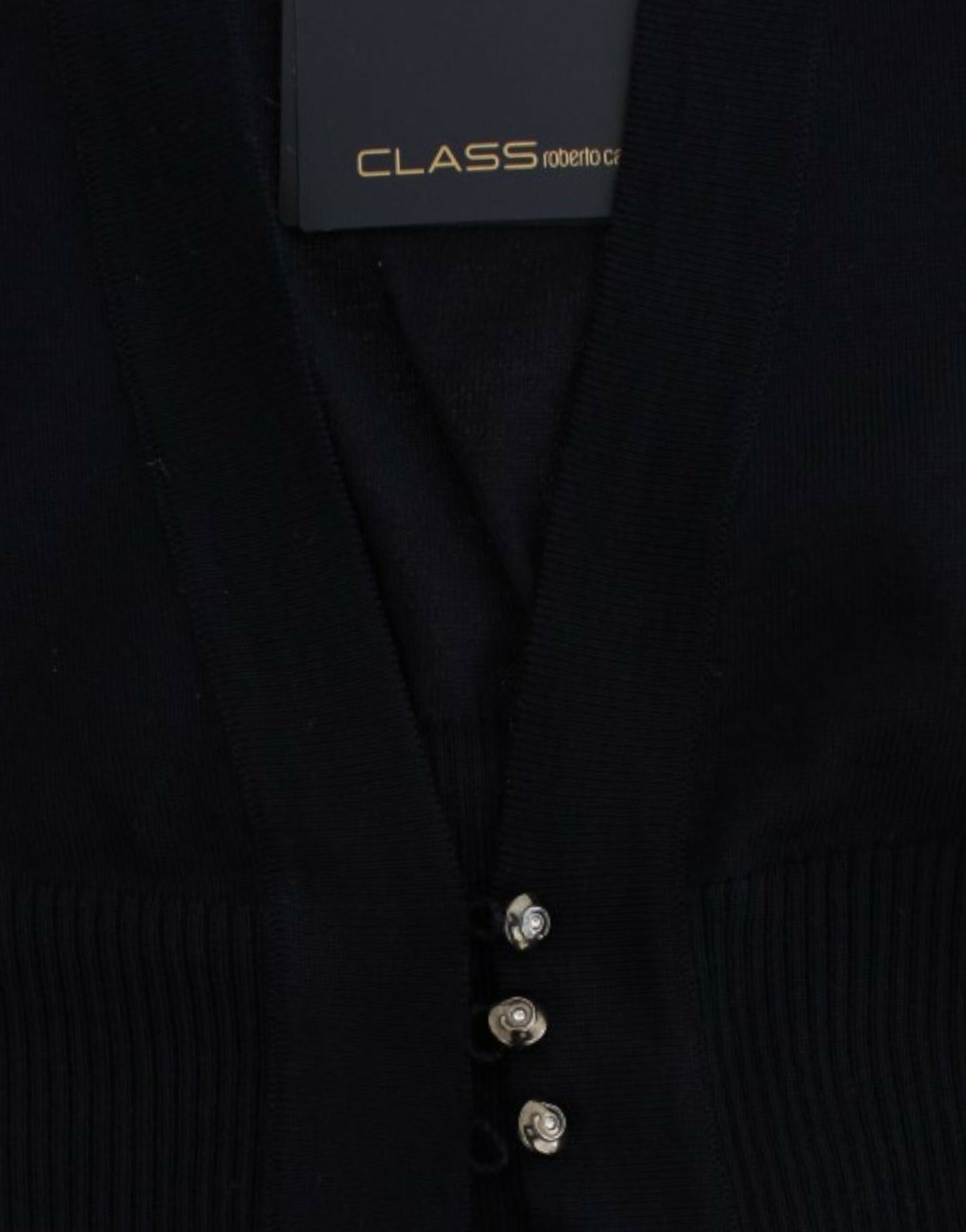 Cavalli Schwarze Strickjacke aus Wolle in Kurzform