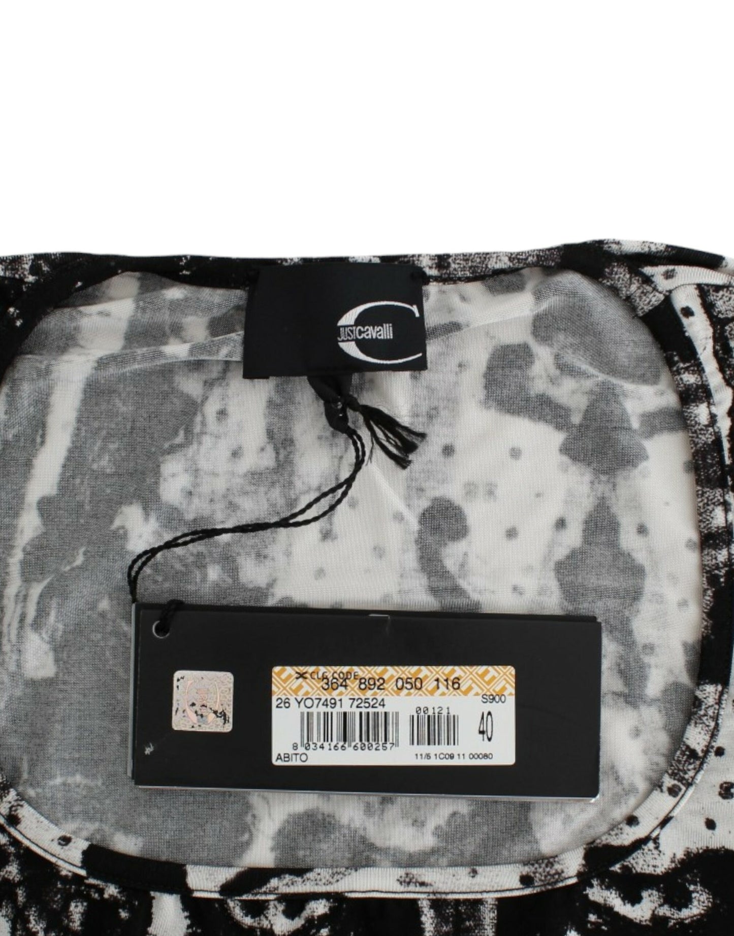 Cavalli Schwarzes bedrucktes Etuikleid