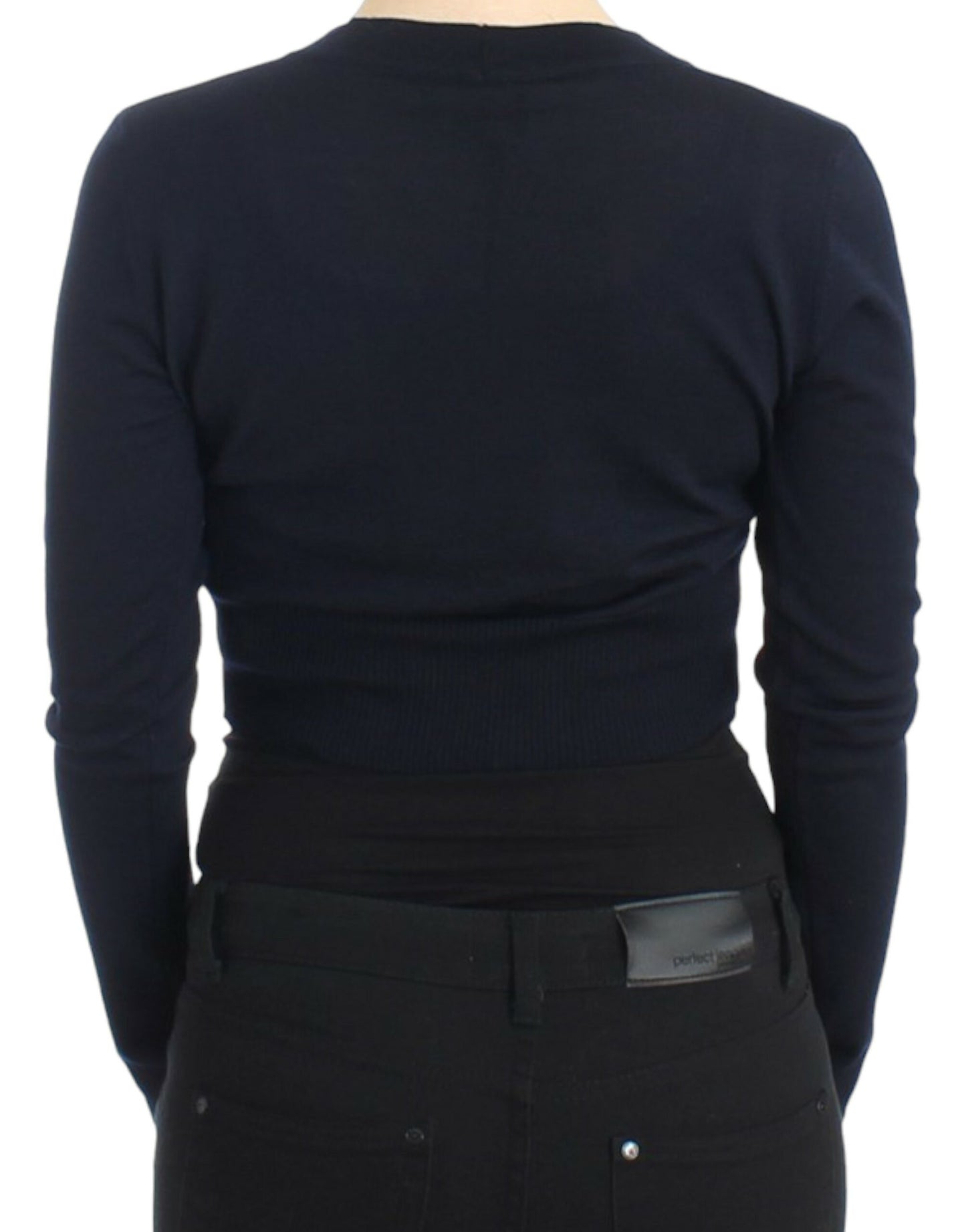 Cavalli Blaue Strickjacke aus Wolle, kurz geschnitten