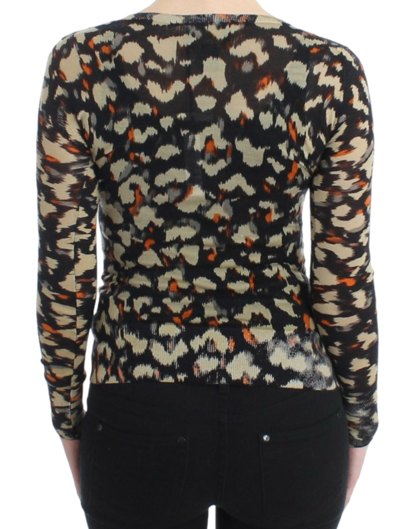 Cavalli Multicolor Wollpullover mit V-Ausschnitt