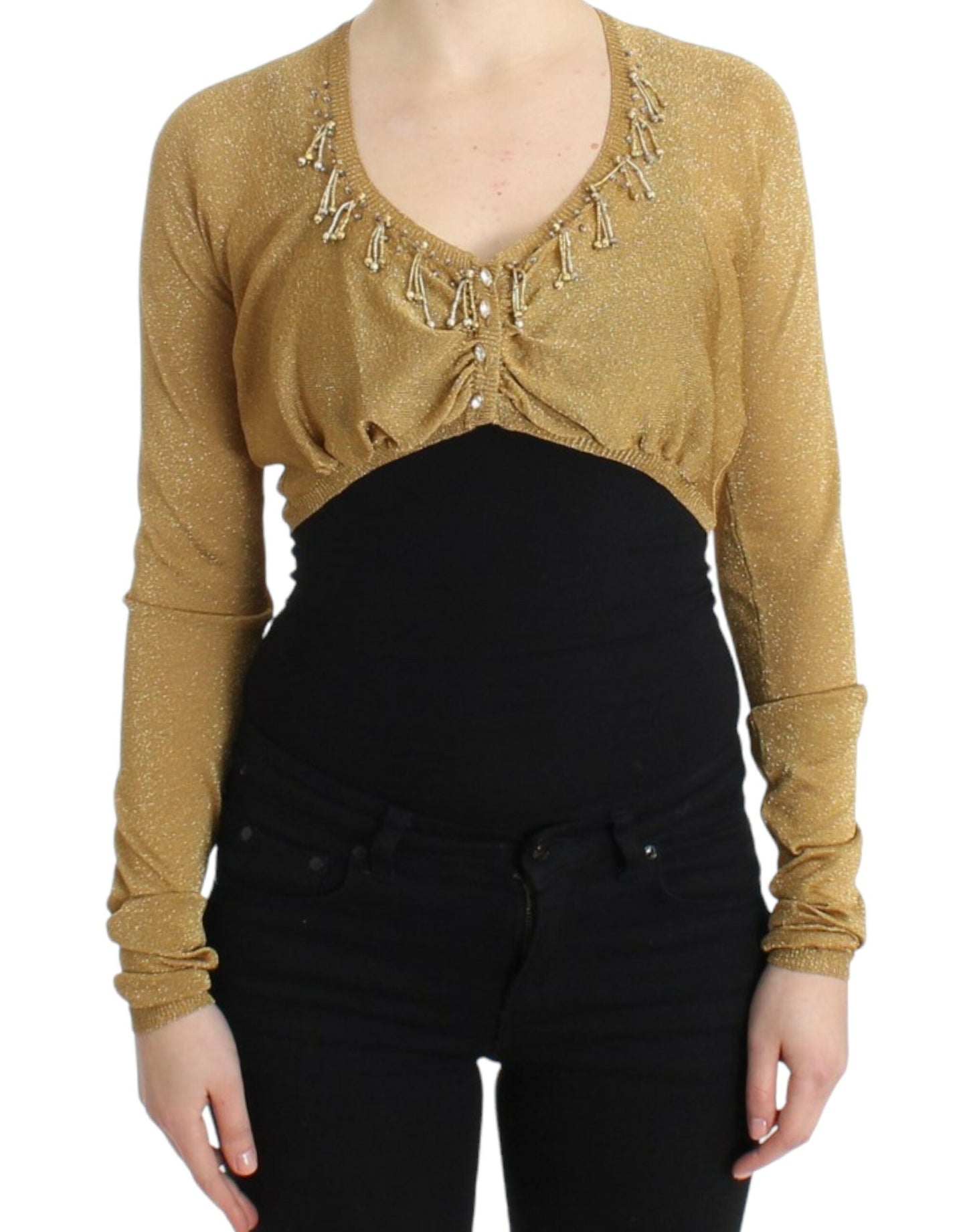 Cavalli Goldfarbener Shrug mit Verzierungen
