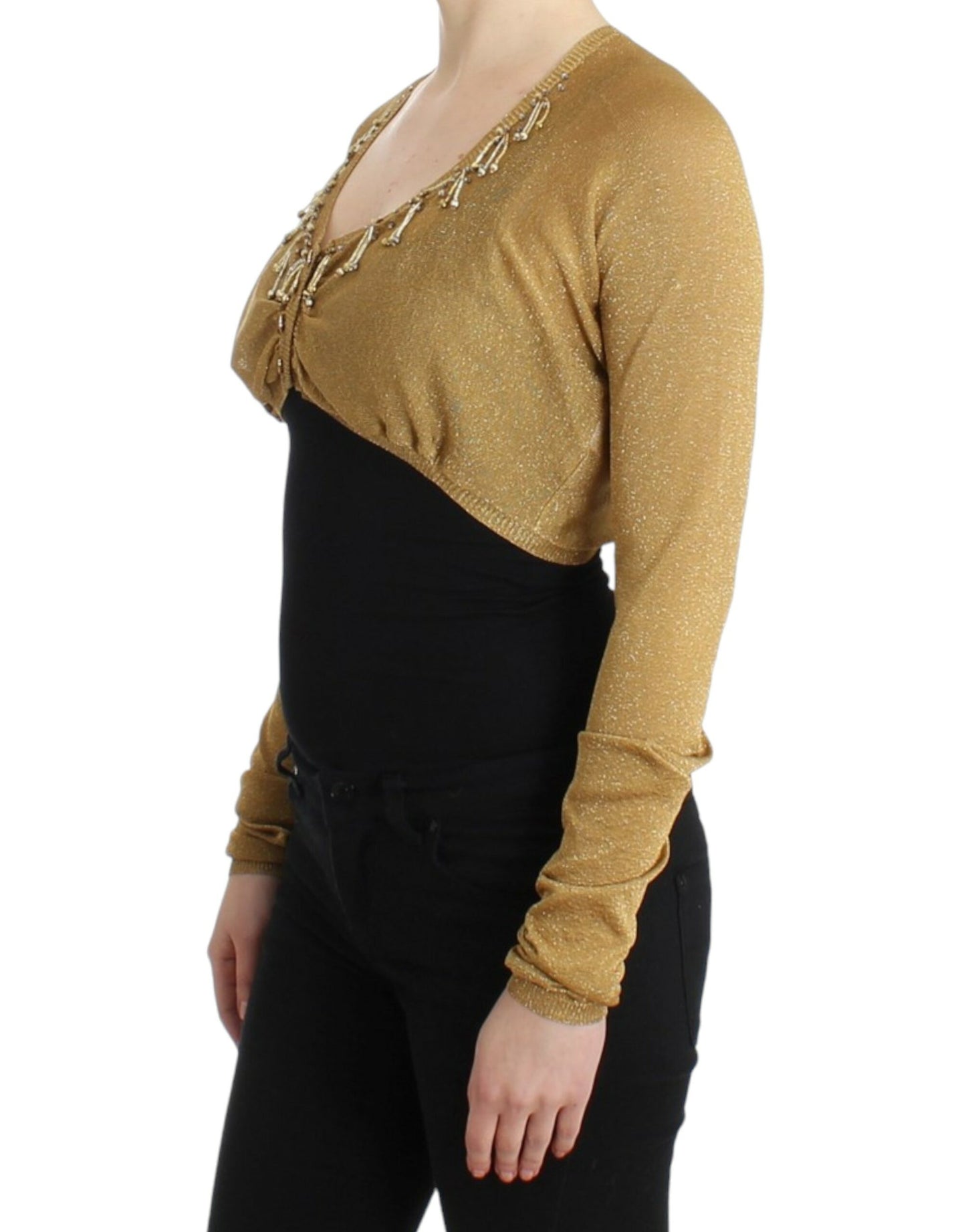 Cavalli Goldfarbener Shrug mit Verzierungen