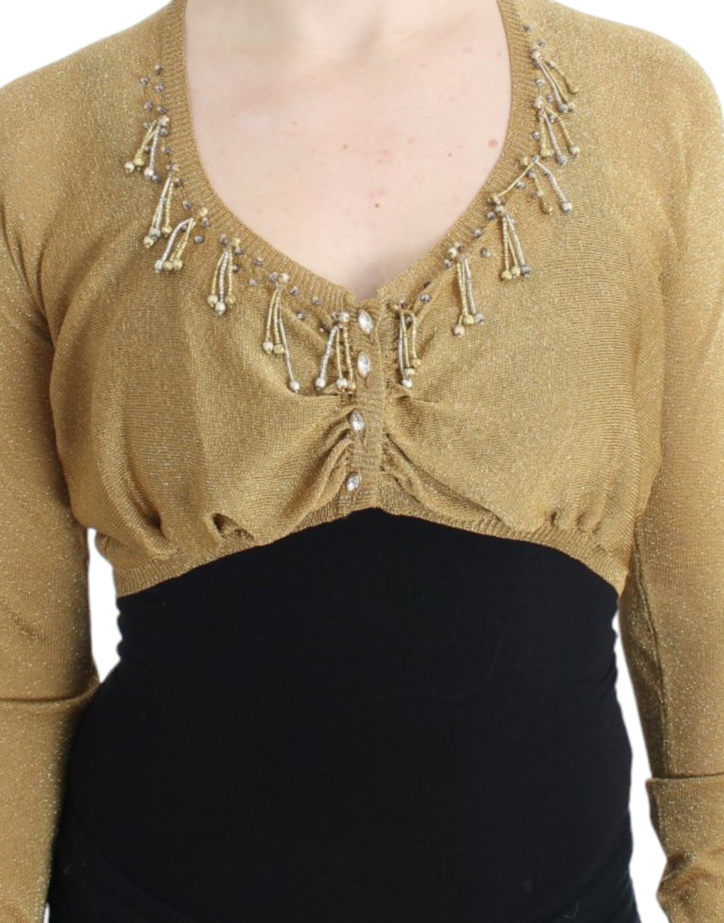 Cavalli Goldfarbener Shrug mit Verzierungen