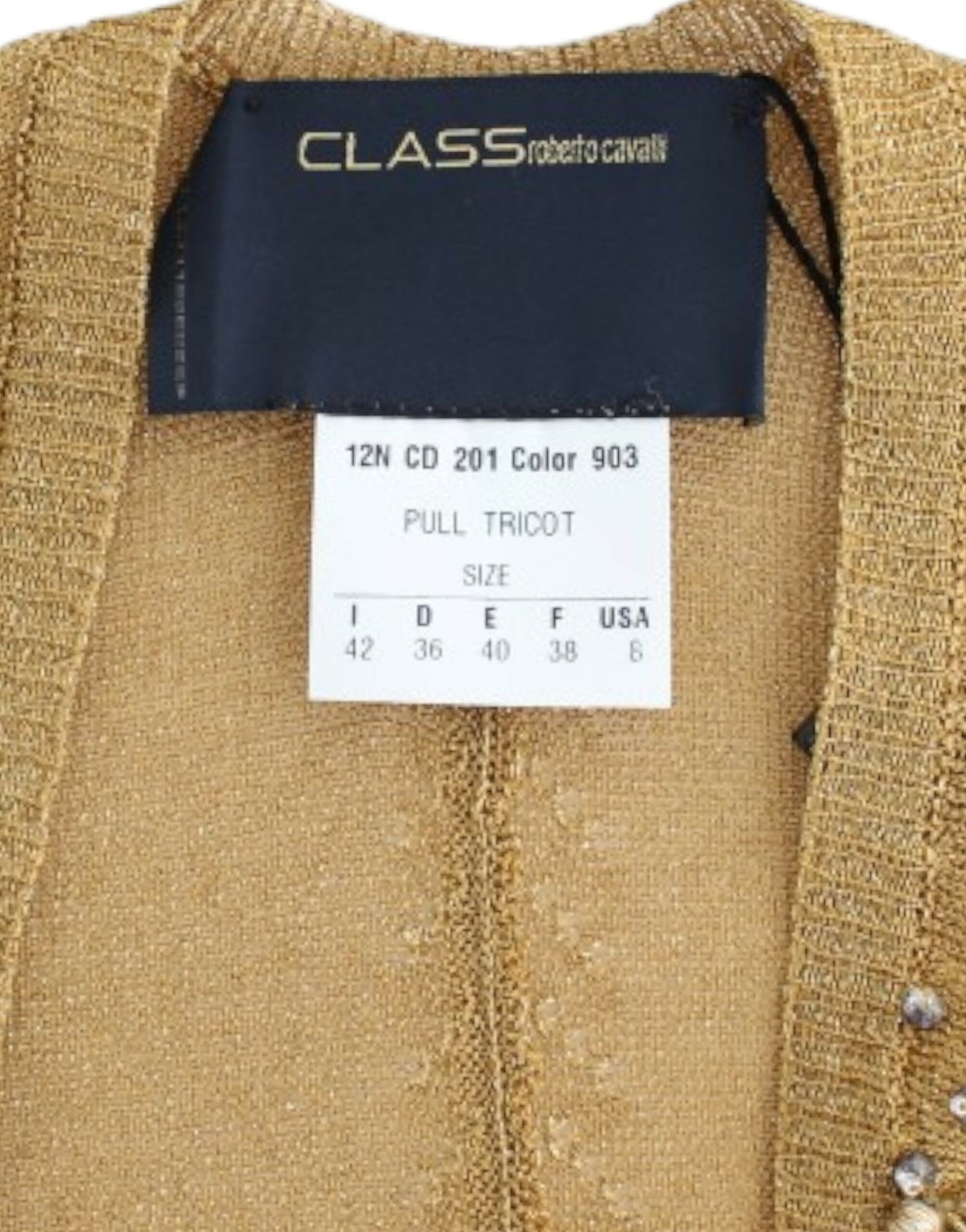 Cavalli Goldfarbener Shrug mit Verzierungen