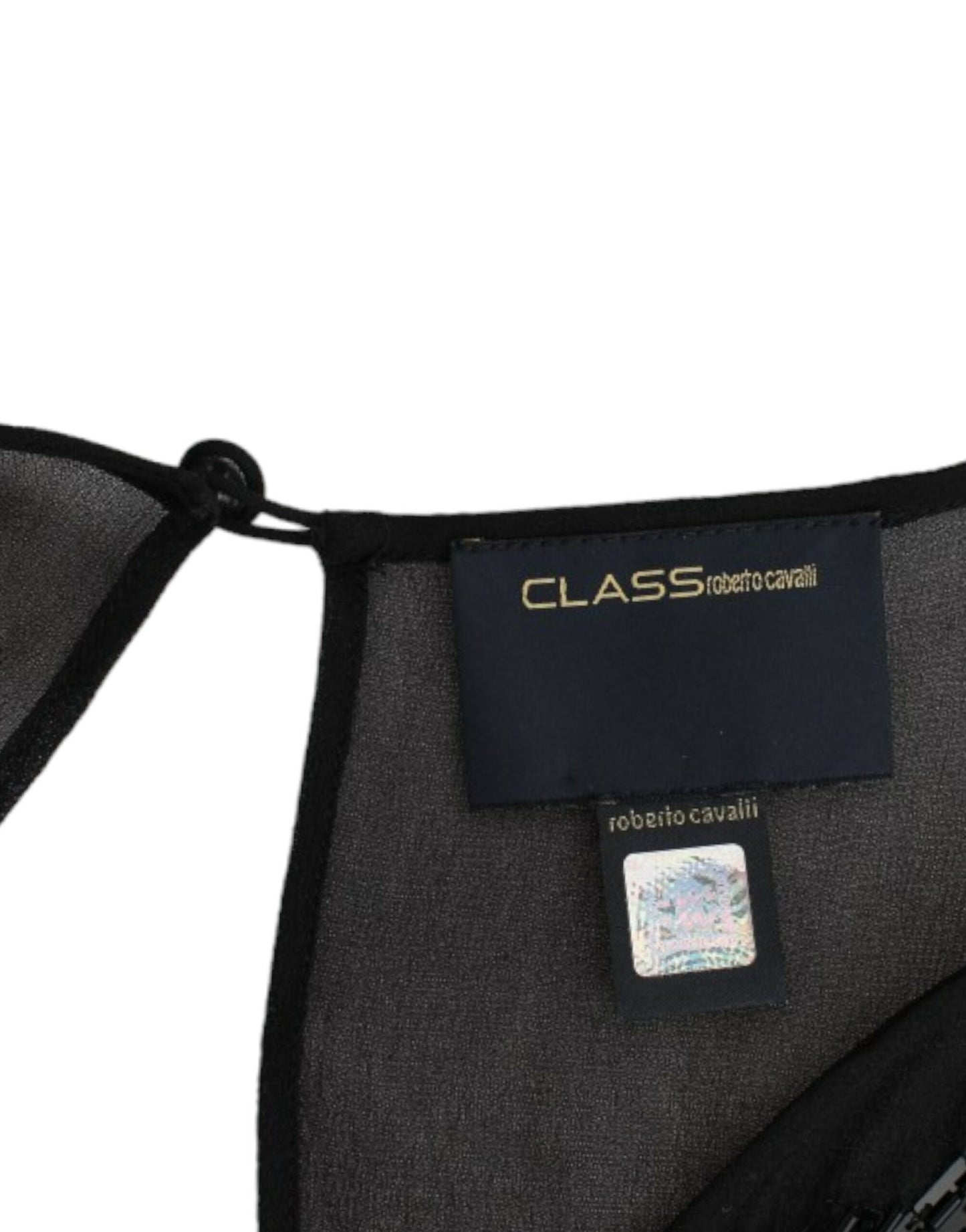 Cavalli Schwarzes langärmeliges Seidenkleid