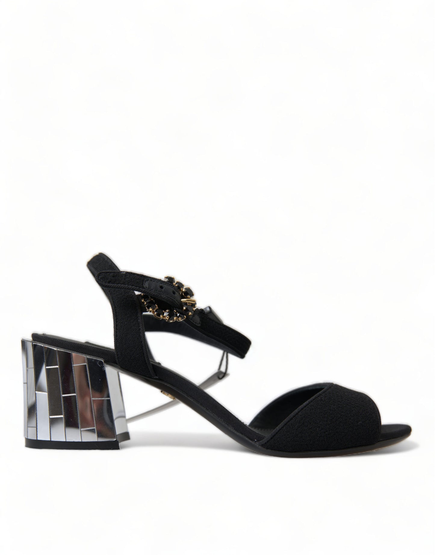 Dolce & Gabbana Schwarze Kristalle Riemchensandalen Schuhe