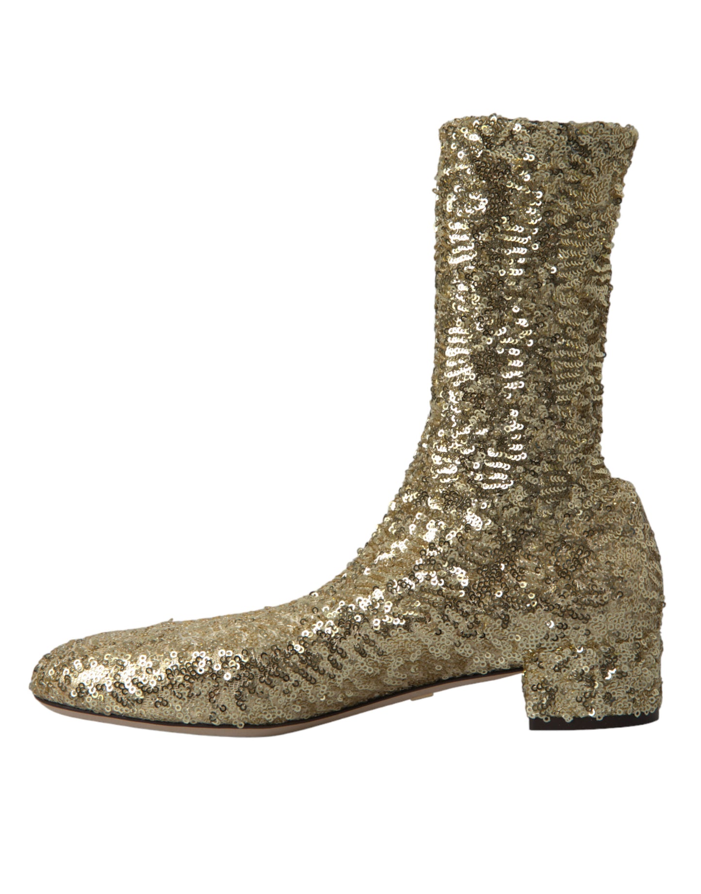 Dolce & Gabbana Gold Pailletten kurze Stiefel Stretch Schuhe