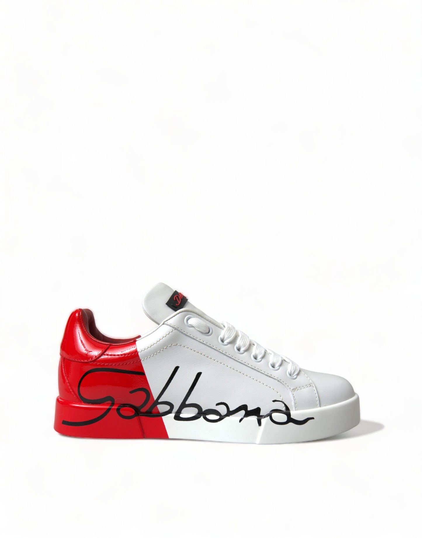 Dolce & Gabbana Weiß Rot Lace Up Damen Low Top Sneakers Schuhe