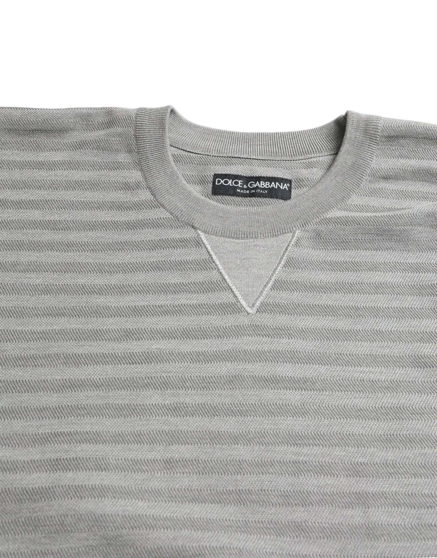 Dolce & Gabbana Grauer Pullover mit Rundhalsausschnitt und Seidentop