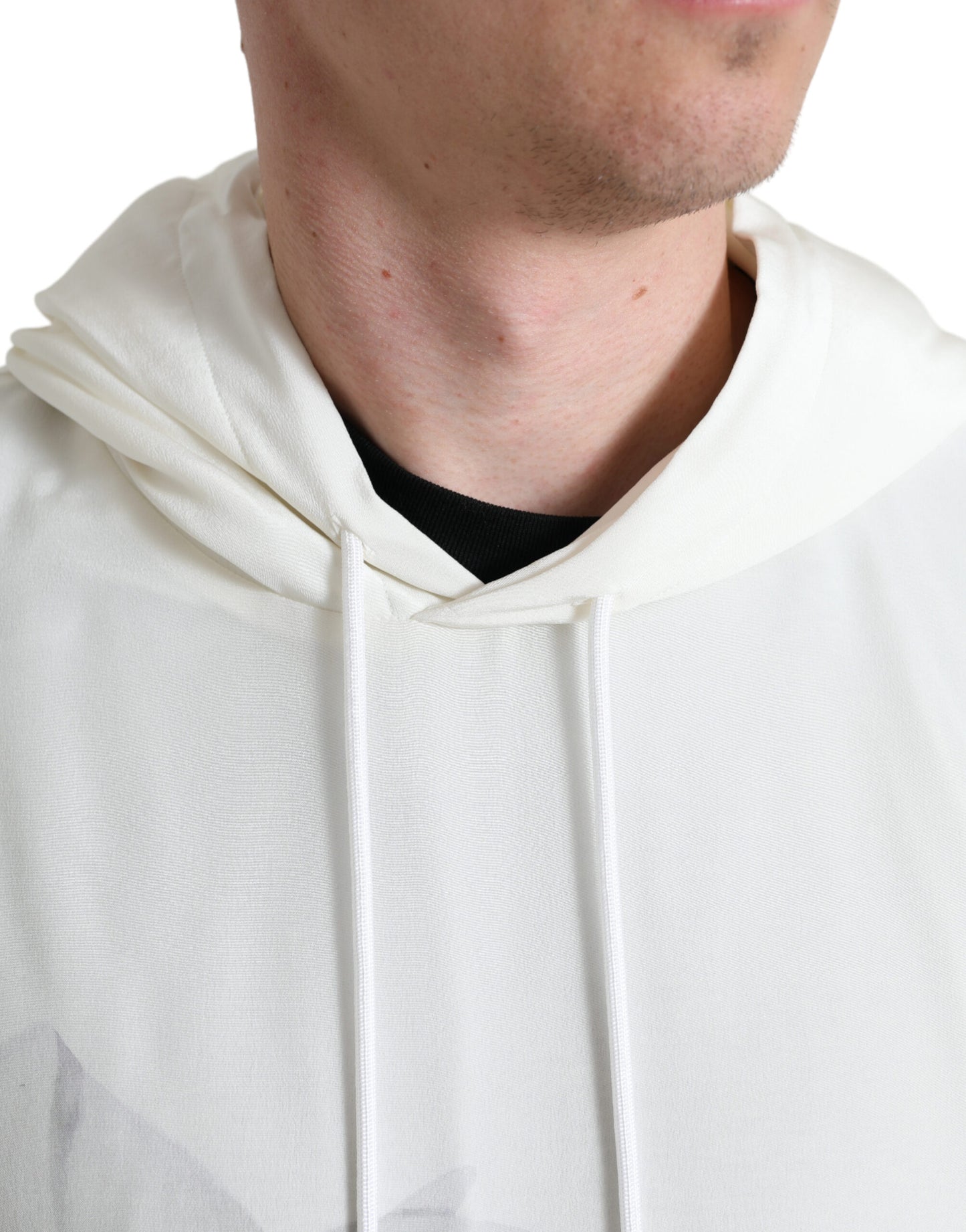 Dolce & Gabbana Weißer Pullover mit Blumendruck und Kapuze