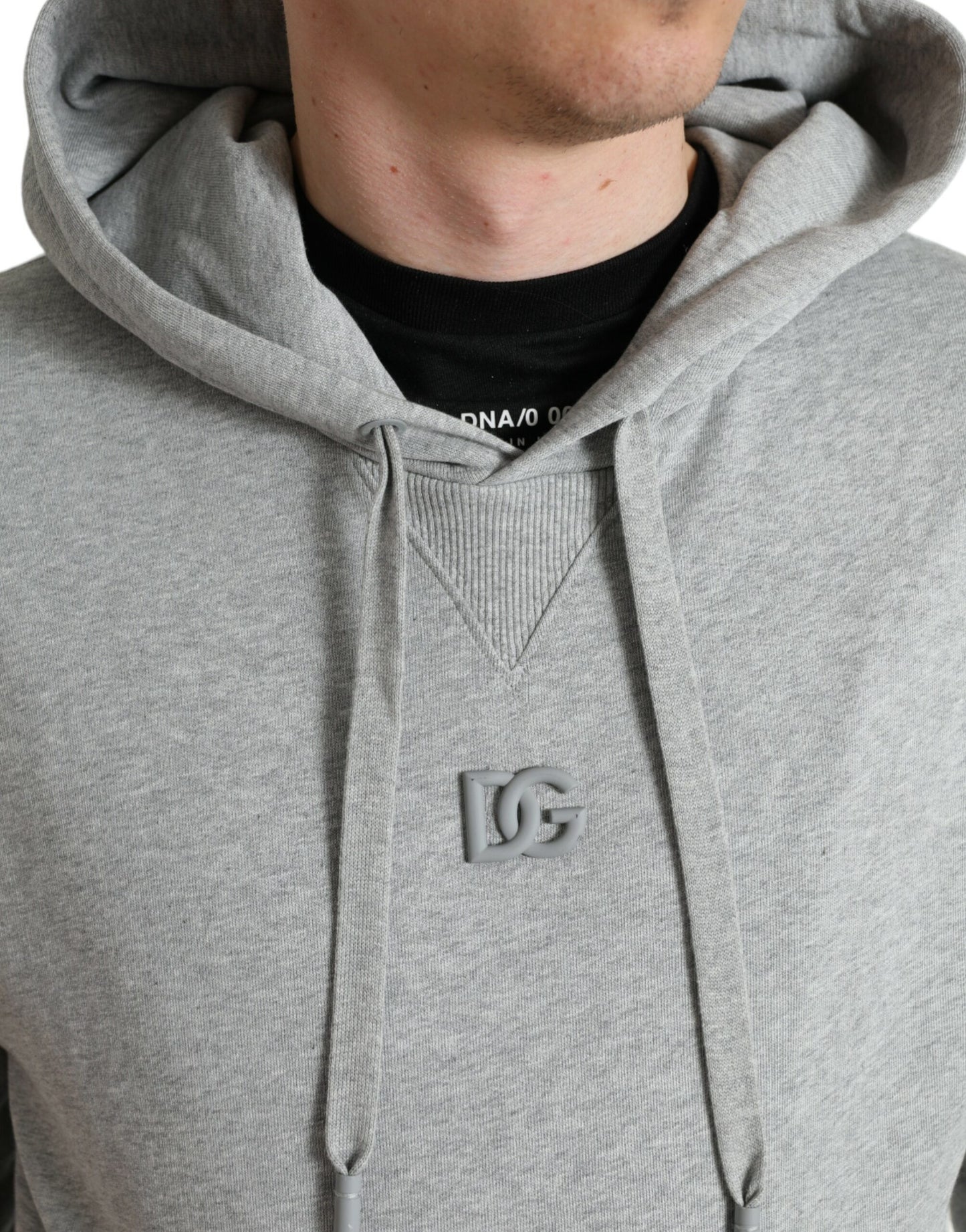 Dolce & Gabbana Graues Baumwoll-Logo-Sweatshirt mit Kapuze Pullover