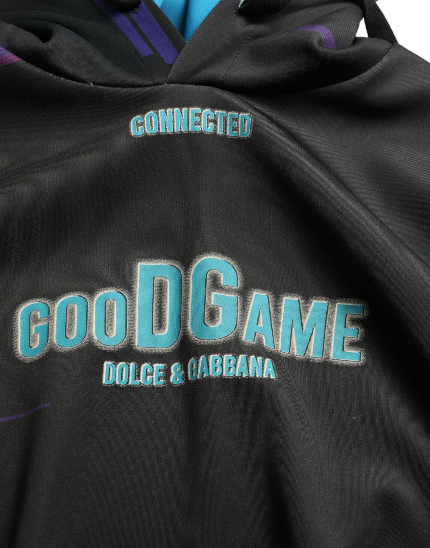 Dolce & Gabbana Schwarzes Logo Print Sweatshirt mit Kapuze Pullover