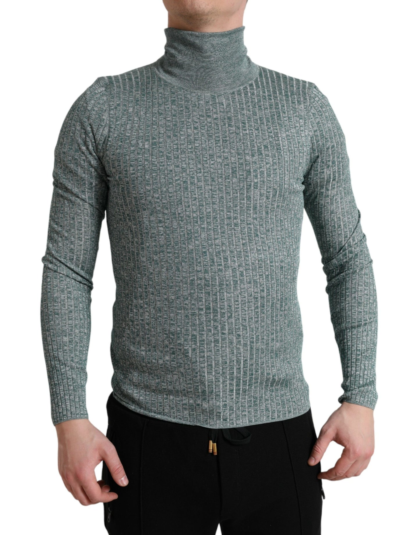 Dolce & Gabbana Grüner Polyester-Rollkragenpullover