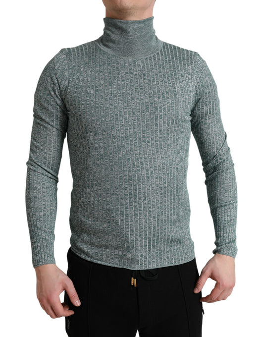 Dolce & Gabbana Grüner Polyester-Rollkragenpullover