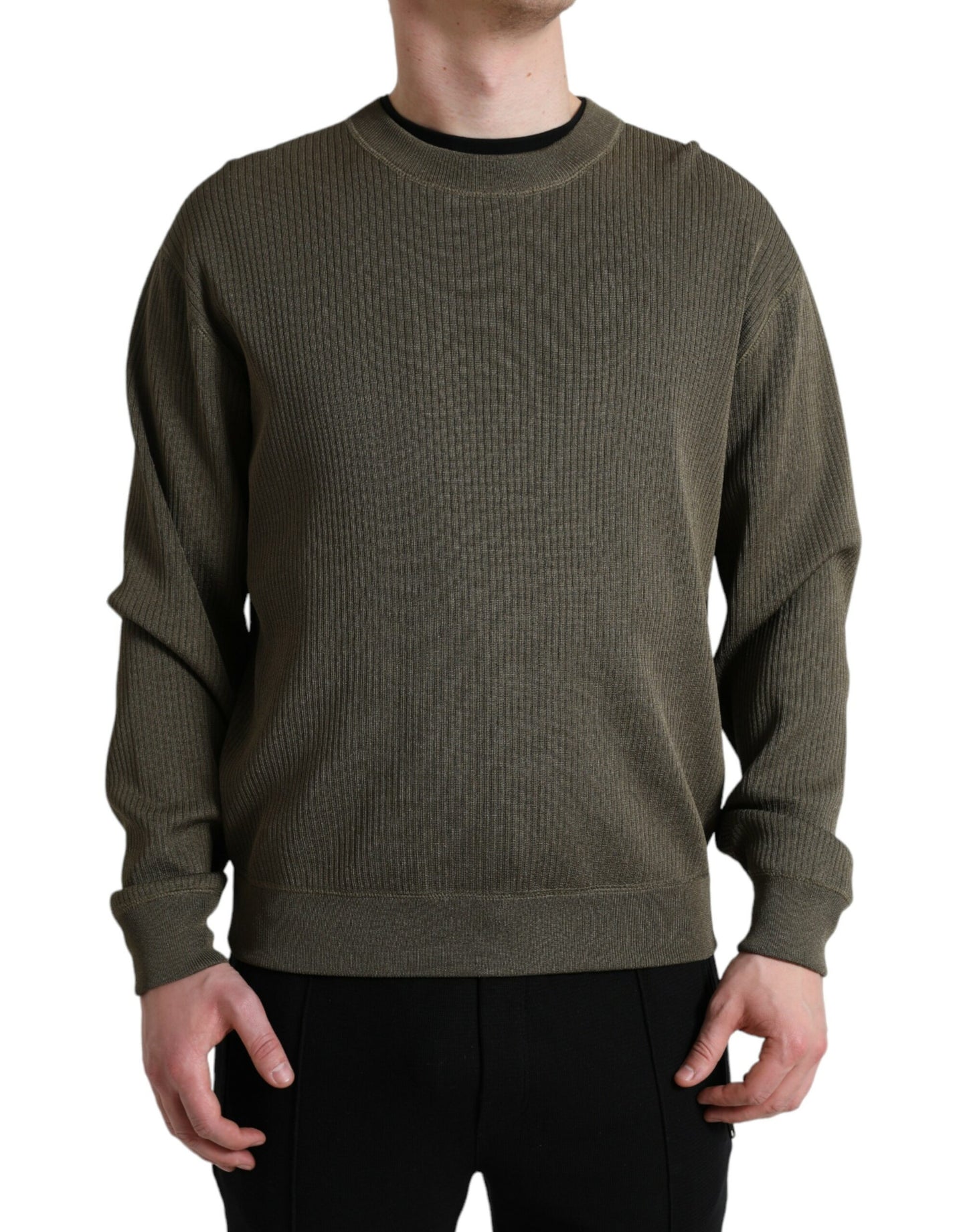 Dolce & Gabbana Grüner Viskose Rundhalsausschnitt Herren Pullover
