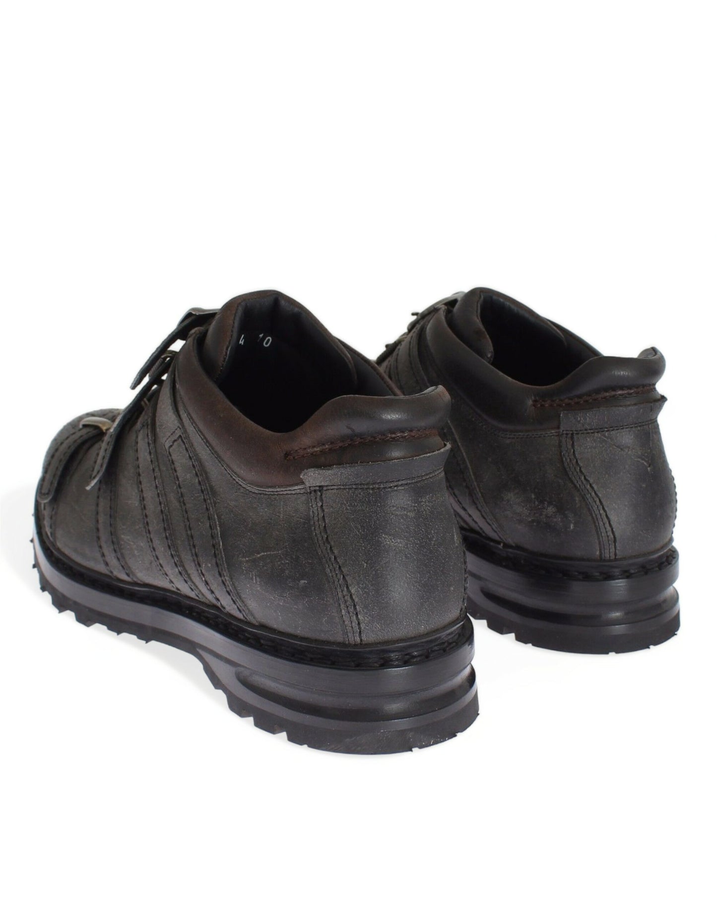 Dolce & Gabbana Graue Leder Knöchelriemen Schuhe Stiefel