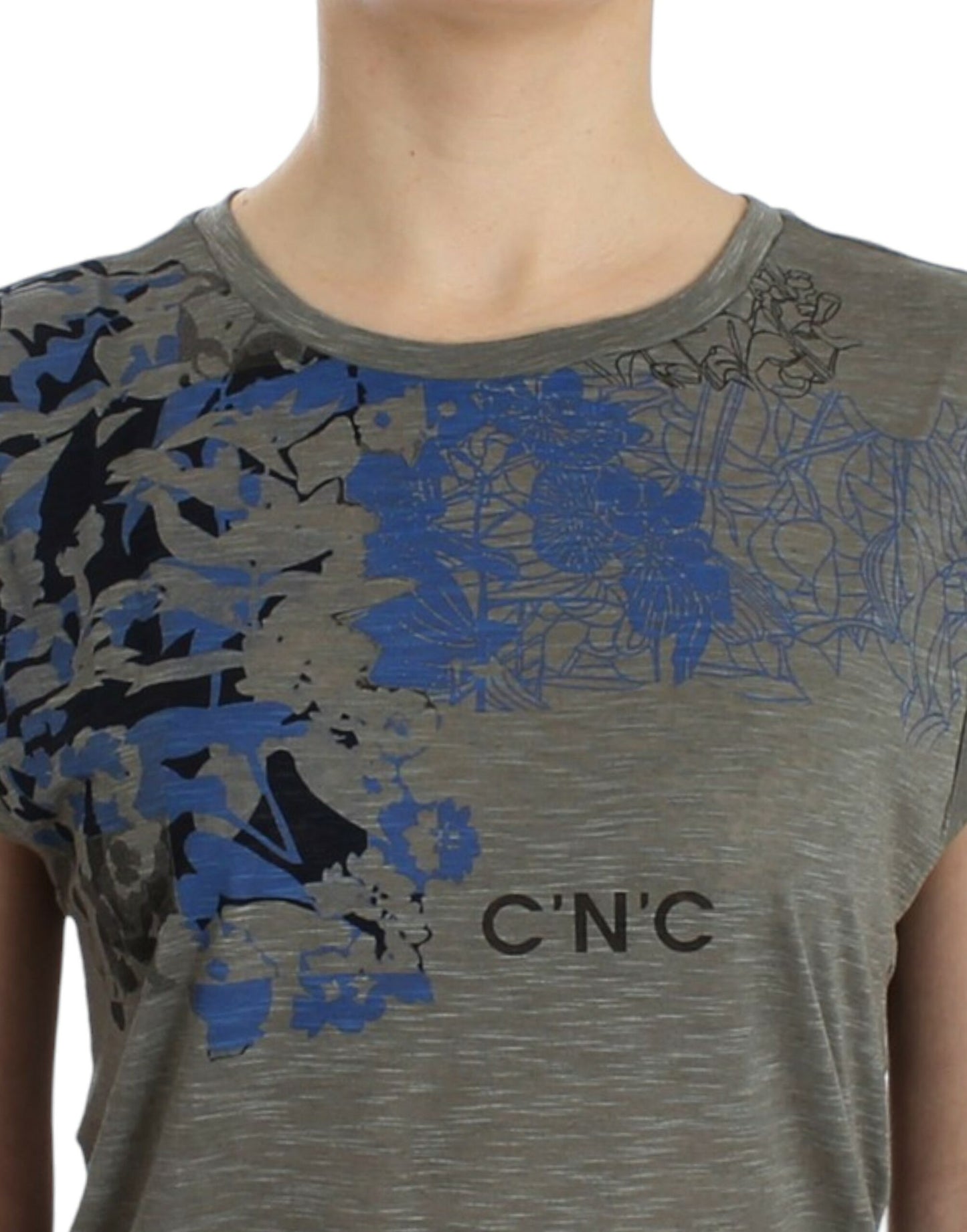 Costume National Ärmelloses T-Shirt mit grauem Aufdruck