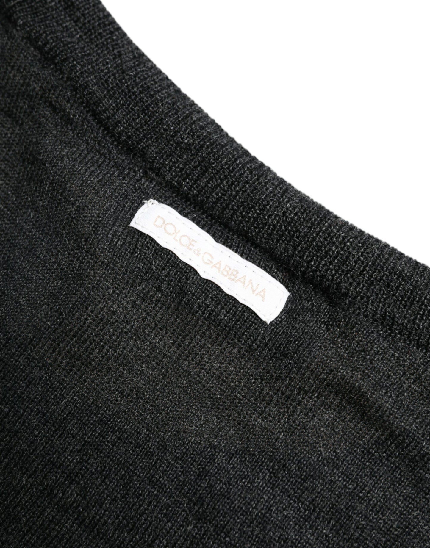 Dolce & Gabbana Grauer Pullover mit Rundhalsausschnitt aus Wolle