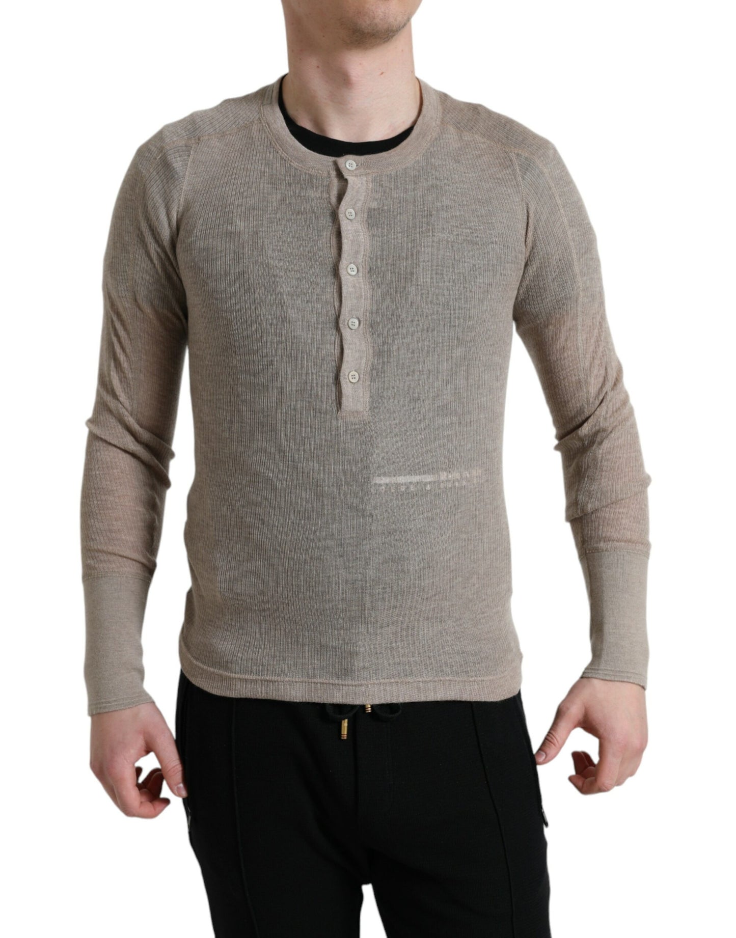 Dolce & Gabbana Henley Pullover Beige Kaschmirpullover