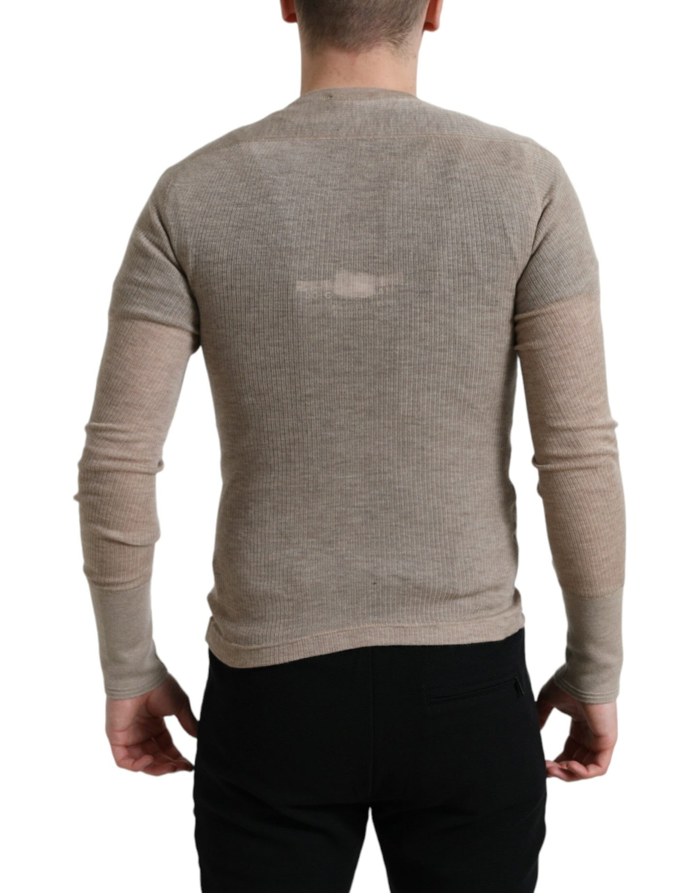 Dolce & Gabbana Henley Pullover Beige Kaschmirpullover