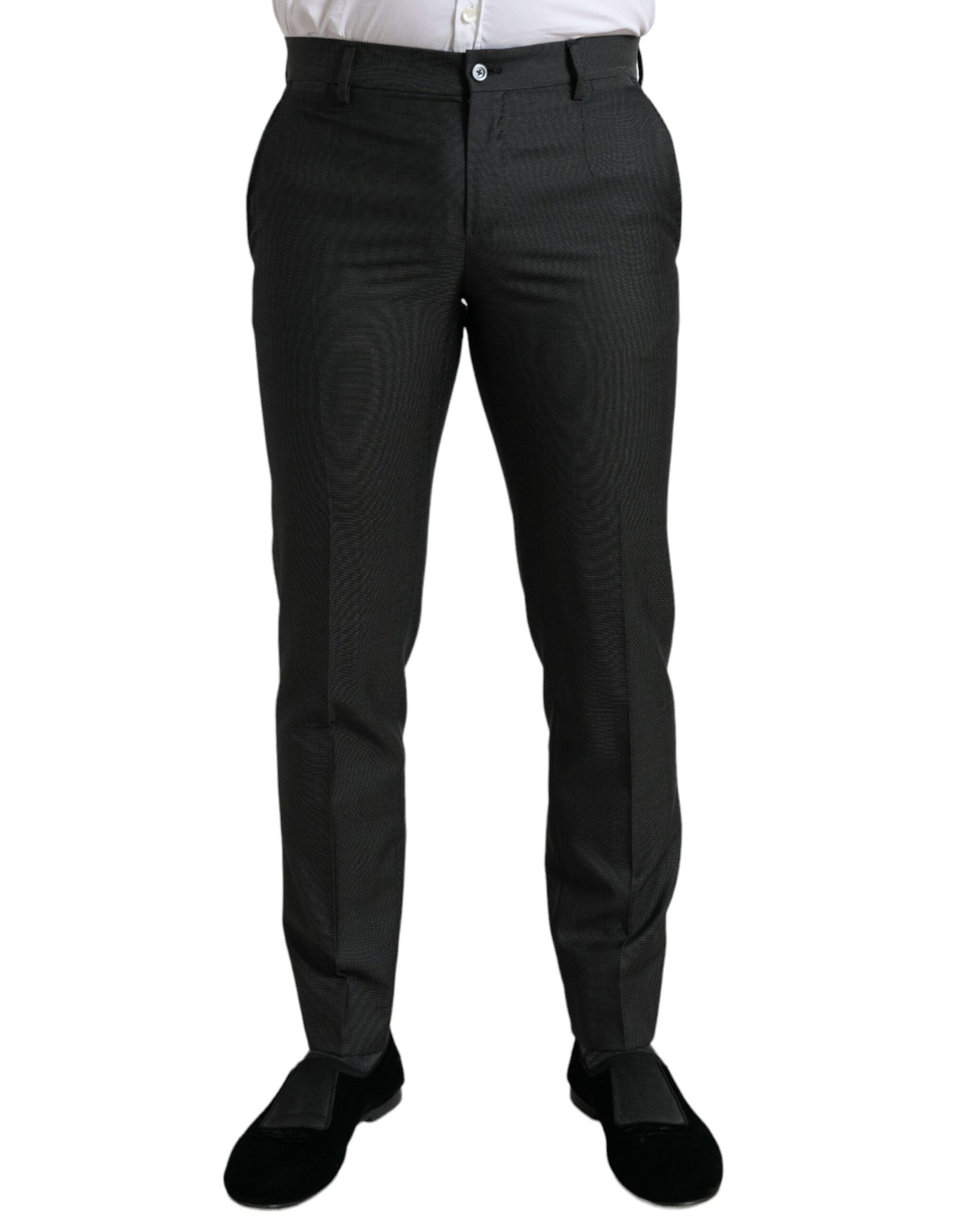 Dolce & Gabbana Dunkelgraue schmale formelle Stretch-Hose