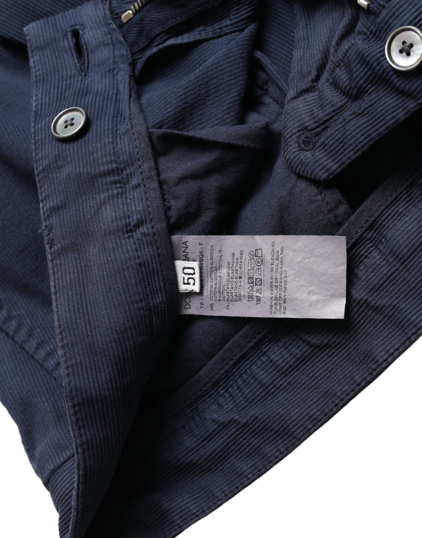 Dolce & Gabbana Dunkelblaue Baumwoll-Stretch-Hose mit schmaler Passform