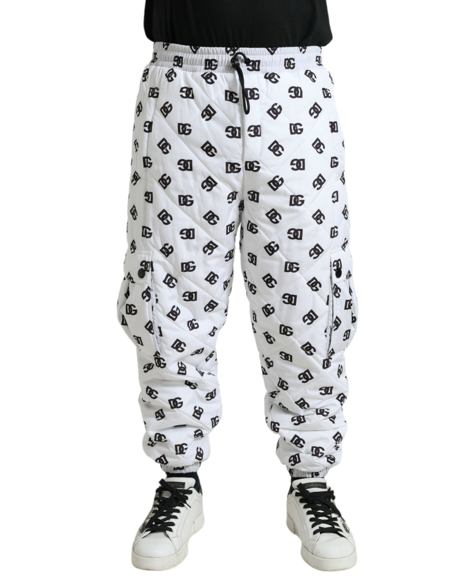 Dolce & Gabbana Weiße Logo DG Print Herren Jogger Sweatpants Hosen