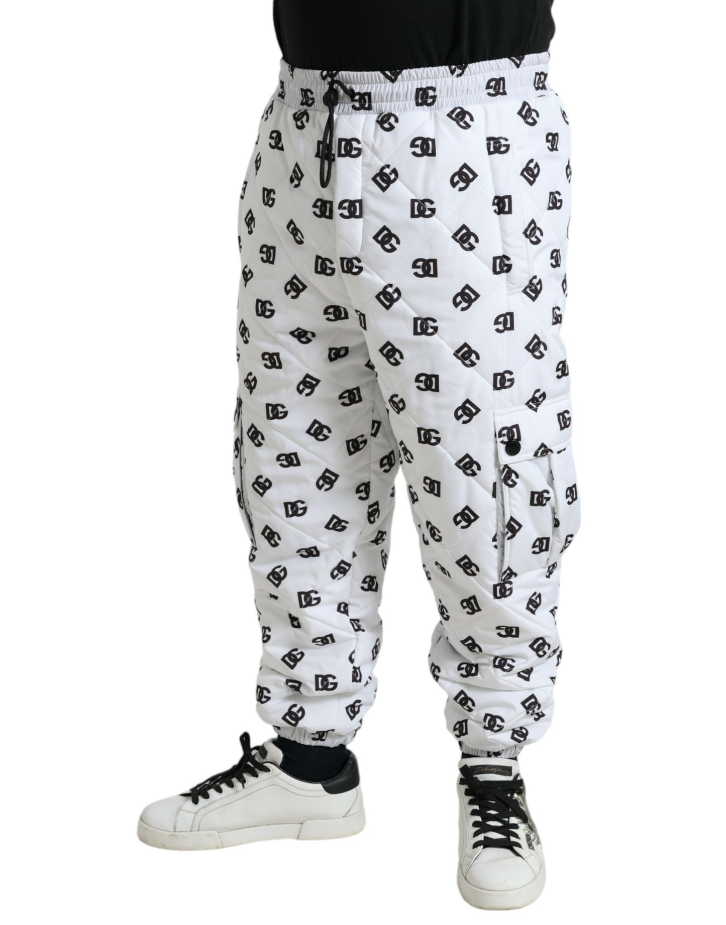 Dolce & Gabbana Weiße Logo DG Print Herren Jogger Sweatpants Hosen