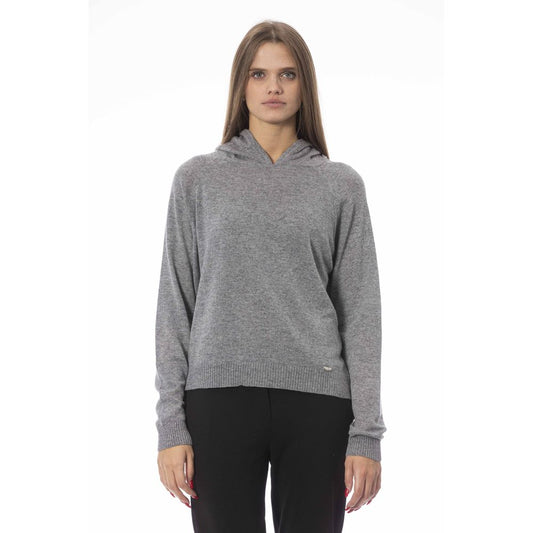 Baldinini Trend Grauer Wollpullover für Damen