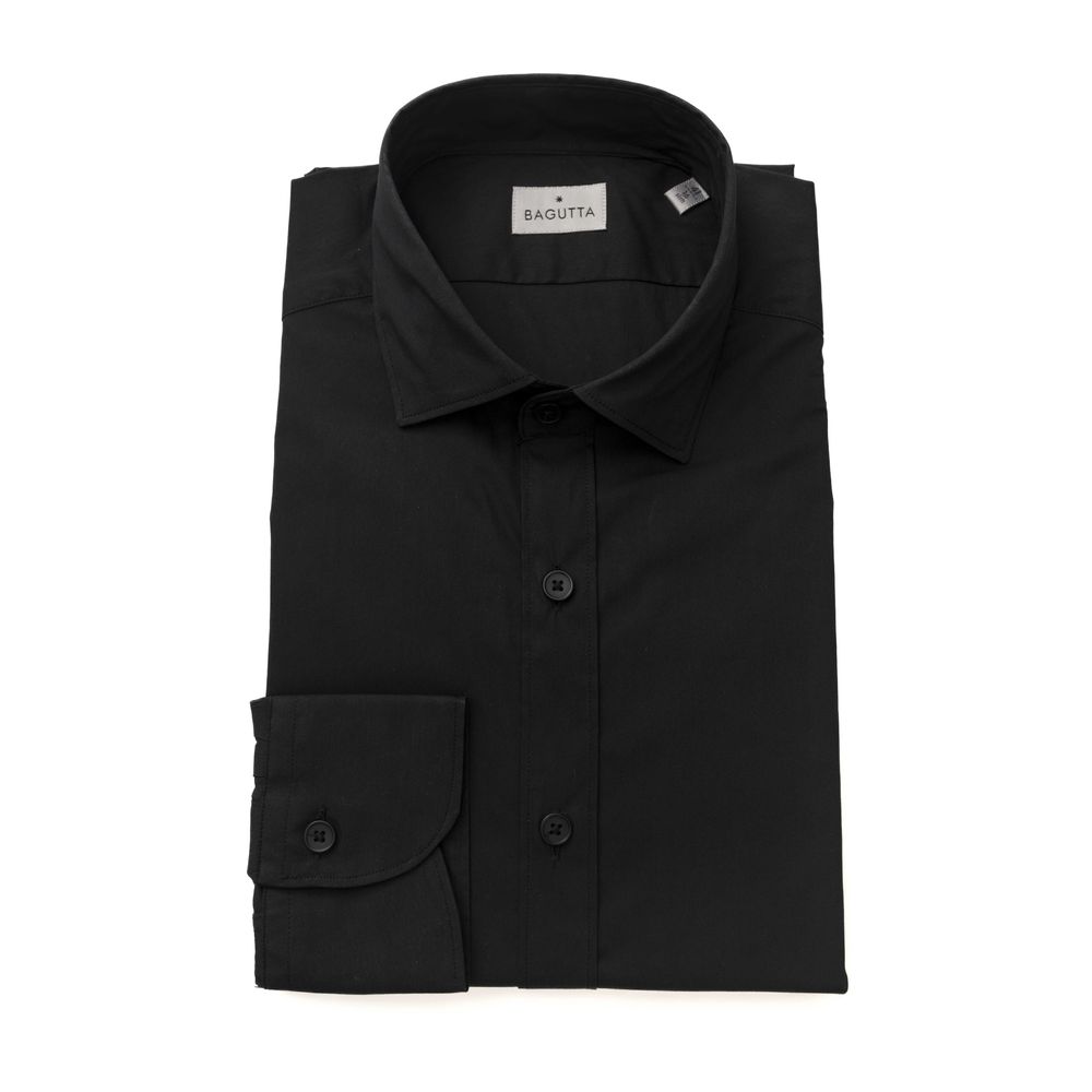 Bagutta Schwarzes Baumwollhemd für Herren, Slim Fit