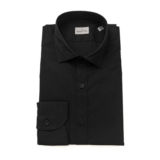 Bagutta Schwarzes Baumwollhemd für Herren, Slim Fit