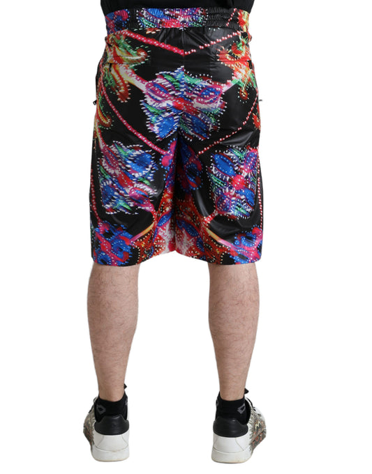 Dolce & Gabbana Multicolor Luminarie Druck Männer Bermuda Shorts
